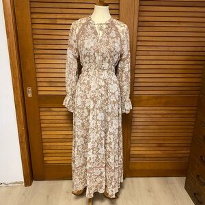 Blush Pink Floral Long Sleeve Dress